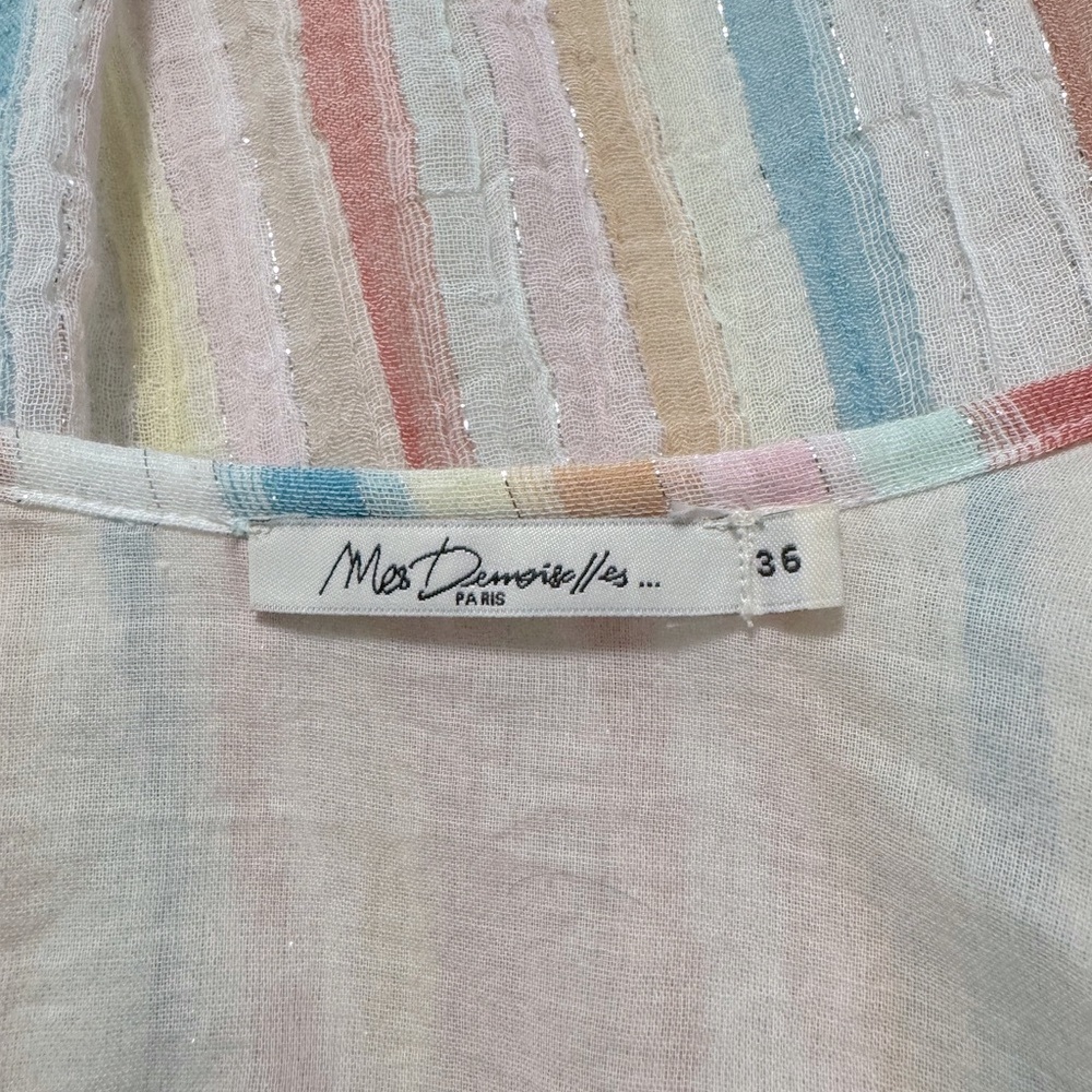 Mes Demoiselles Paris s/s striped cotton gauze blouse. Size 36 (XL). EUC - Picture 9 of 10